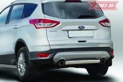 Защита заднего бампера из овальной трубы Souz-96 (в 75х42) Ford Kuga 2 дорестайлинг (2013-2016)