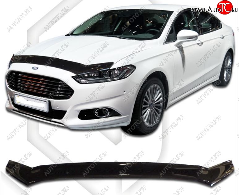 1 839 р. Дефлектор капота CA-Plastiс  Ford Mondeo  MK5 CD391 (2014-2018) дорестайлинг седан (Classic черный, Без надписи)  с доставкой в г. Екатеринбург