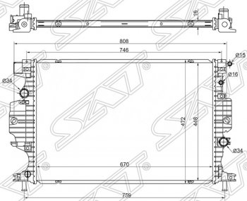 7 999 р. Радиатор двигателя SAT (пластинчатый, 1,5T/2,0T, МКПП/АКПП) Ford Mondeo MK5,CD391 рестайлинг универсал (2018-2020)  с доставкой в г. Екатеринбург. Увеличить фотографию 1