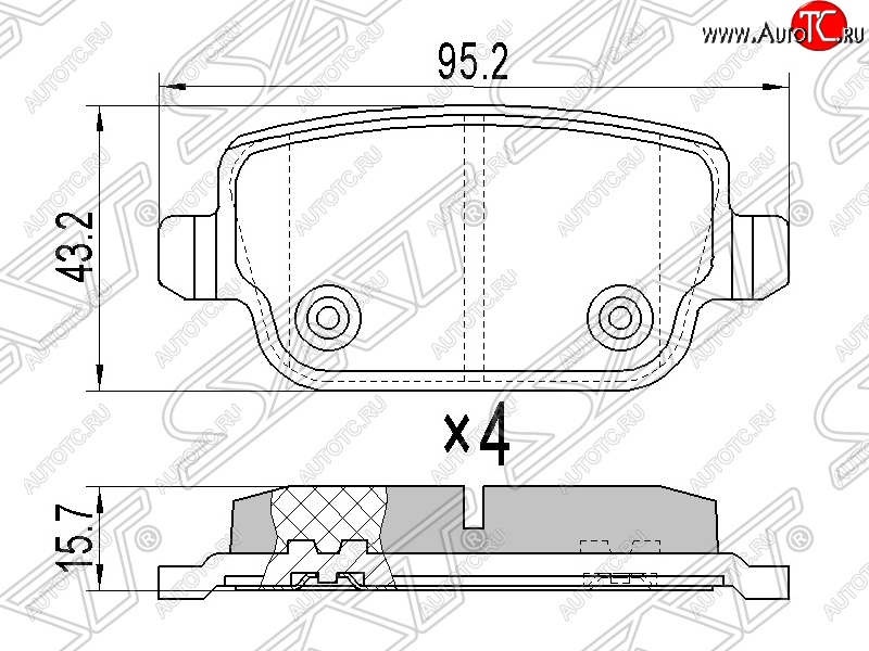 699 р. Колодки тормозные SAT (задние)  Ford Mondeo (2007-2014) Mk4,BD дорестайлинг, седан, Mk4,DG дорестайлинг, универсал, Mk4,BD рестайлинг, седан, Mk4,DG рестайлинг, универсал  с доставкой в г. Екатеринбург