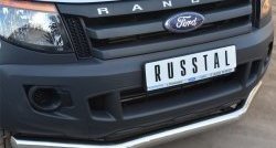 17 399 р. Одинарная защита переднего бампера диаметром 76 мм Russtal Ford Ranger RapCab дорестайлинг (2011-2016)  с доставкой в г. Екатеринбург. Увеличить фотографию 2