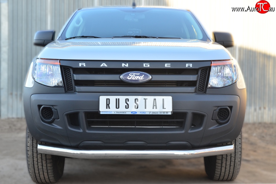 17 399 р. Одинарная защита переднего бампера диаметром 76 мм Russtal Ford Ranger RapCab дорестайлинг (2011-2016)  с доставкой в г. Екатеринбург