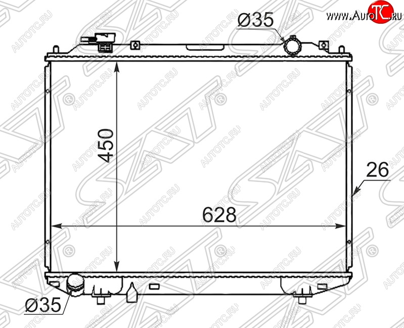 5 999 р. Радиатор двигателя SAT (пластинчатый, 2.5D/2.5TD/2.9D/3.0TD, МКПП)  Ford Ranger (2006-2011), Mazda B-Series (1998-2007), Mazda BT-50 (2006-2018)  с доставкой в г. Екатеринбург