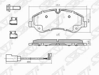 1 789 р. Колодки тормозные (передние) SAT Ford Transit цельнометаллический фургон (2014-2022)  с доставкой в г. Екатеринбург. Увеличить фотографию 1