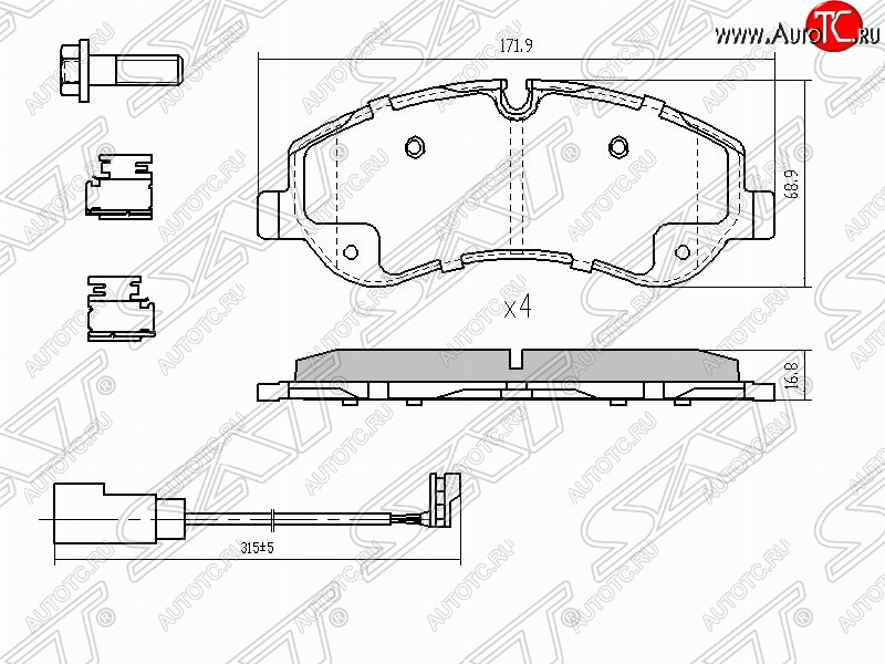 1 789 р. Колодки тормозные (передние) SAT Ford Transit цельнометаллический фургон (2014-2022)  с доставкой в г. Екатеринбург