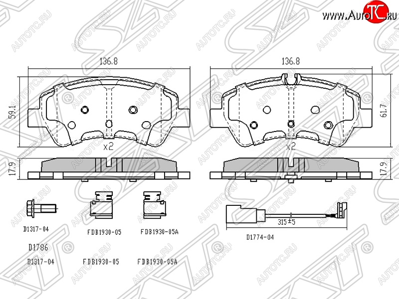 1 429 р. Колодки тормозные SAT (задние) Ford Transit цельнометаллический фургон (2014-2022)  с доставкой в г. Екатеринбург