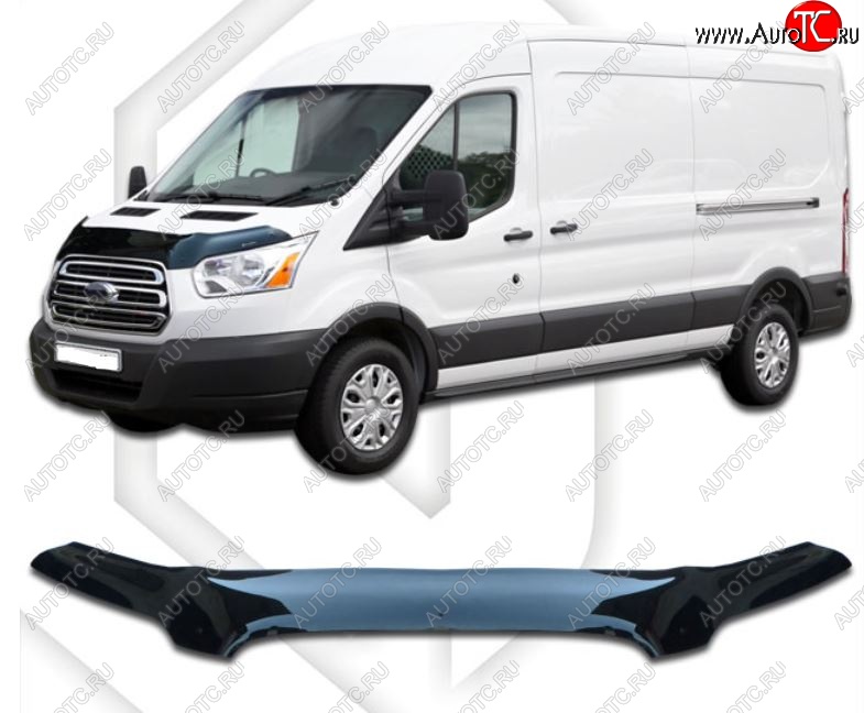 2 799 р. Дефлектор капота CA-Plastiс exclusive Ford Transit цельнометаллический фургон (2014-2022) (Classic черный, Без надписи)  с доставкой в г. Екатеринбург