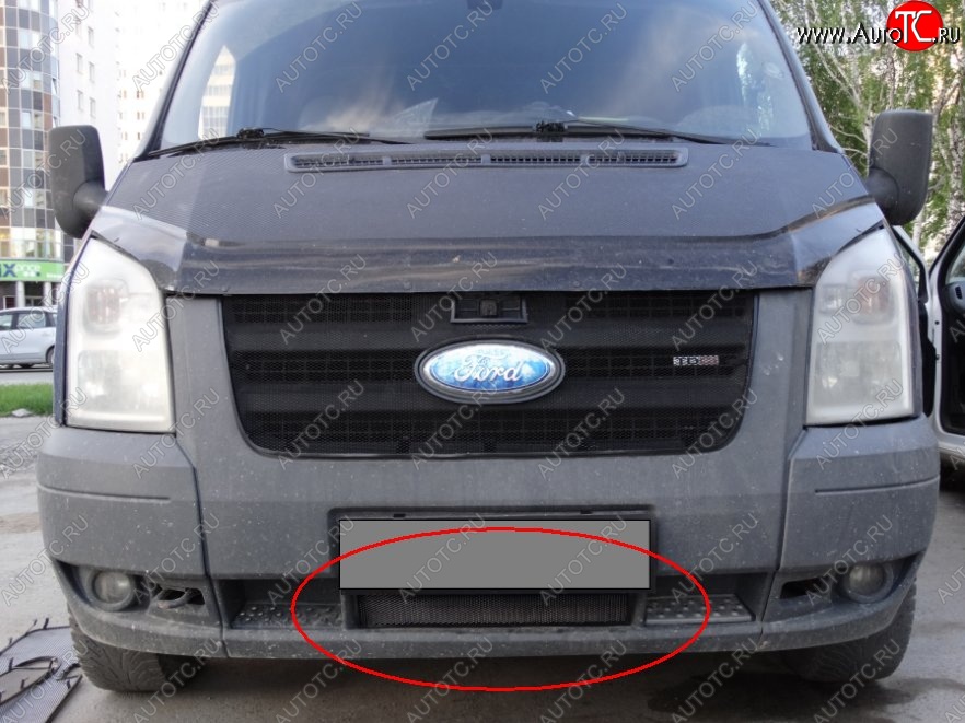 1 469 р. Нижняя защитная сетка на бампер (рестайлинг) Russtal (черная) Ford Transit цельнометаллический фургон (2006-2014)  с доставкой в г. Екатеринбург