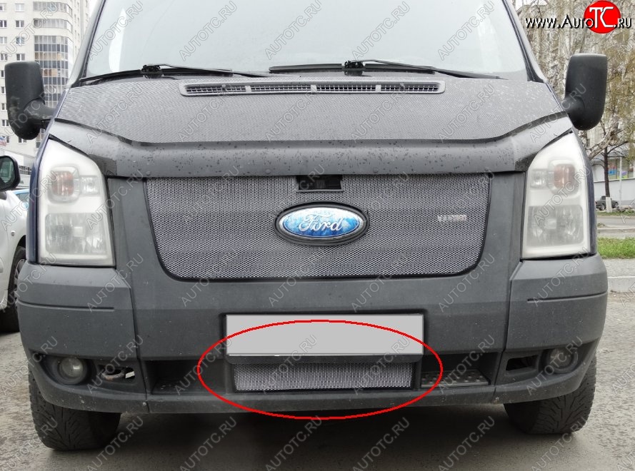 1 539 р. Нижняя защитная сетка на бампер (рестайлинг) Russtal (хром) Ford Transit цельнометаллический фургон (2006-2014)  с доставкой в г. Екатеринбург