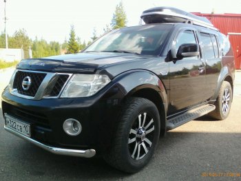 1 839 р. Дефлектор капота CA-Plastiс  Nissan Pathfinder  R51 (2009-2014) рестайлинг (Classic черный, Без надписи)  с доставкой в г. Екатеринбург. Увеличить фотографию 2