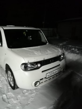 1 839 р. Дефлектор капота CA-Plastiс  Nissan Cube  3 (2008-2024) (Classic прозрачный, Без надписи)  с доставкой в г. Екатеринбург. Увеличить фотографию 2