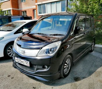 2 299 р. Дефлектор капота CA-Plastiс  Suzuki Solio (2010-2015) дорестайлинг, рестайлинг (Шелкография черная)  с доставкой в г. Екатеринбург. Увеличить фотографию 4