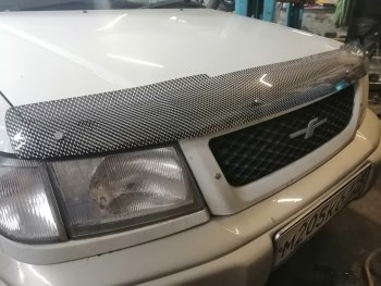 2 199 р. Дефлектор капота CA-Plastiс  Subaru Forester  SF (1997-2000) дорестайлинг (Шелкография карбон-серебро)  с доставкой в г. Екатеринбург. Увеличить фотографию 2