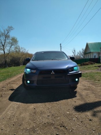 579 р. Реснички на фары Style Mitsubishi Lancer 10 хэтчбэк дорестайлинг (2007-2010) (Неокрашенные)  с доставкой в г. Екатеринбург. Увеличить фотографию 3