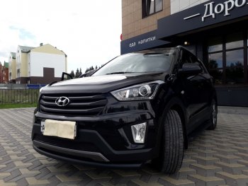 8 999 р. Защита переднего бампера Slitkoff (d57, черная) Hyundai Creta GS дорестайлинг (2015-2019) (Цвет: серебристый)  с доставкой в г. Екатеринбург. Увеличить фотографию 5