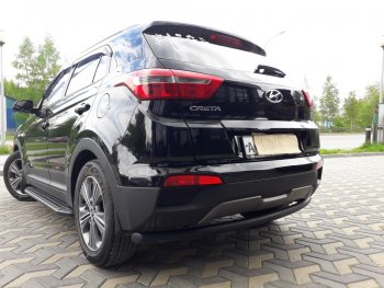 7 199 р. Защита заднего бампера из трубы d57 Slitkoff (радиусная) Hyundai Creta GS дорестайлинг (2015-2019) (Цвет: серебристый)  с доставкой в г. Екатеринбург. Увеличить фотографию 3