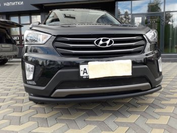 8 999 р. Защита переднего бампера Slitkoff (d57, черная)  Hyundai Creta  GS (2015-2021) дорестайлинг, рестайлинг (Цвет: серебристый)  с доставкой в г. Екатеринбург. Увеличить фотографию 2