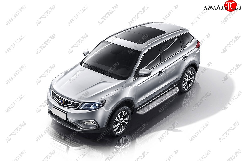 15 349 р. Защита порогов Slitkoff (d57, с листом) Geely Atlas Pro NL3 (2019-2024) (Нержавейка)  с доставкой в г. Екатеринбург