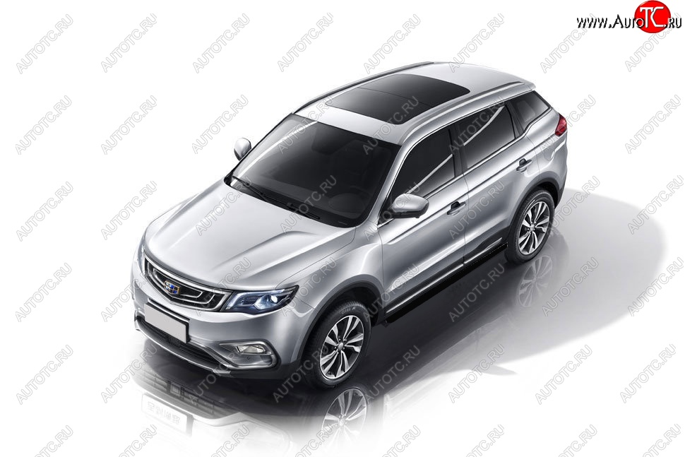 8 499 р. Защита порогов Slitkoff (d57 мм) Geely Atlas Pro NL3 (2019-2025) (Сталь с полимерным покрытием. Цвет: чёрный)  с доставкой в г. Екатеринбург