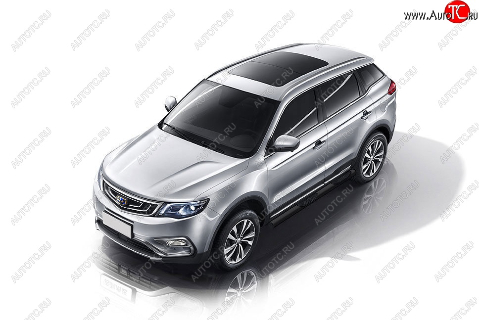 13 749 р. Защита порогов Slitkoff (d76, с проступями) Geely Atlas Pro NL3 (2019-2024) (Сталь с полимерным покрытием. Цвет: чёрный)  с доставкой в г. Екатеринбург