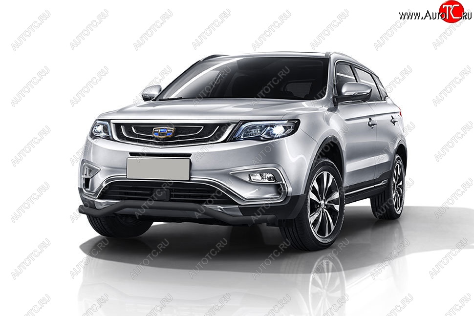 12 399 р. Защита переднего бампера Slitkoff (волна, d57 мм) Geely Atlas NL3 (2016-2022) (Сталь с полимерным покрытием. Цвет: чёрный)  с доставкой в г. Екатеринбург