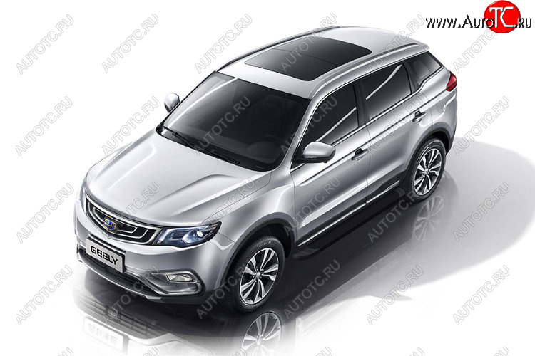 14 999 р. Пороги алюминиевые Slitkoff Geely Atlas Pro NL3 (2019-2024) (Optima Black )  с доставкой в г. Екатеринбург