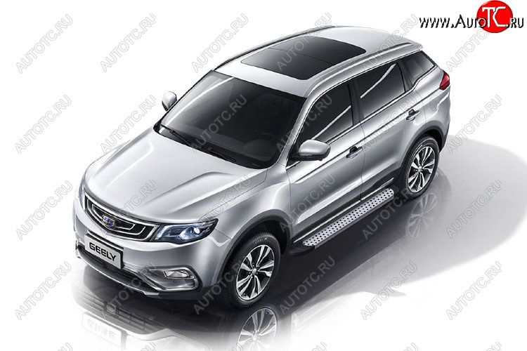 24 999 р. Пороги алюминиевые Slitkoff Geely Atlas NL3 (2016-2022) (Standart Silver)  с доставкой в г. Екатеринбург