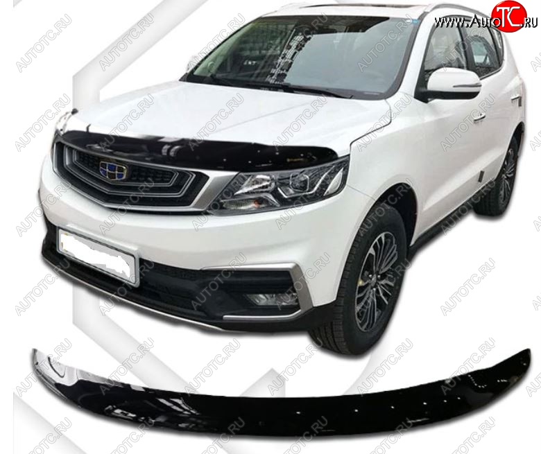 2 199 р. Дефлектор капота CA-Plastiс  Geely Emgrand X7 (2019-2021) 2-ой рестайлинг (Classic черный, Без надписи)  с доставкой в г. Екатеринбург