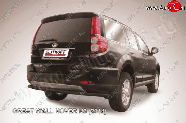 8 999 р. Защита заднего бампера Slitkoff (труба d57, длинная)  Great Wall Hover H3 (2014-2016)  рестайлинг (Цвет: серебристый)  с доставкой в г. Екатеринбург