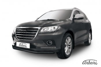 6 029 р. Защита переднего бампера Arbori (черная, 1 труба d57 mm). Haval H2 (2014-2021)  с доставкой в г. Екатеринбург. Увеличить фотографию 1