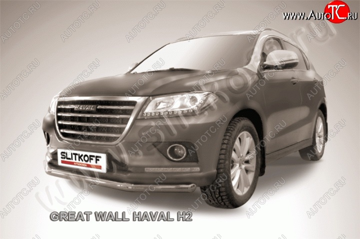 12 849 р. Одинарная защита переднего бампера диаметром 57 мм Slitkoff  Haval H2 (2014-2021) (Нержавеющая сталь)  с доставкой в г. Екатеринбург