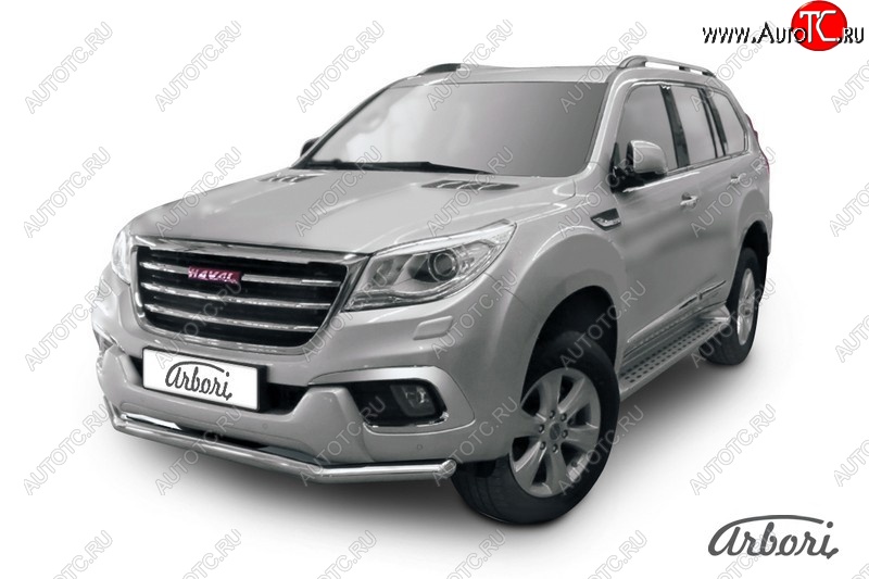 17 399 р. Защита переднего бампера Arbori (нержавейка, 1 труба d57 mm) Haval H9 дорестайлинг (2015-2017)  с доставкой в г. Екатеринбург