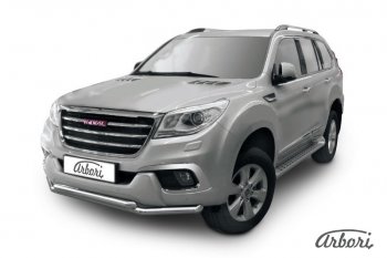 14 363 р. Защита переднего бампера Arbori (нержавейка, 2 трубы d57 и 57 mm) Haval H9 дорестайлинг (2015-2017)  с доставкой в г. Екатеринбург. Увеличить фотографию 1