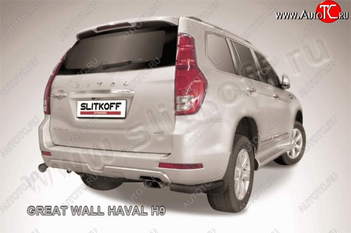 5 249 р. Защита заднего бампера из уголков d76 Slitkoff Haval H9 дорестайлинг (2015-2017) (Цвет: серебристый)  с доставкой в г. Екатеринбург