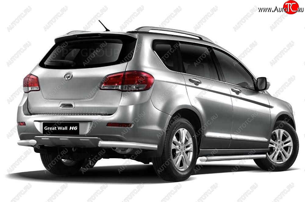 10 649 р. Защита заднего бампера Petroil Tuning (уголки, d63) Great Wall Hover H6 (2012-2016) (Нержавейка)  с доставкой в г. Екатеринбург