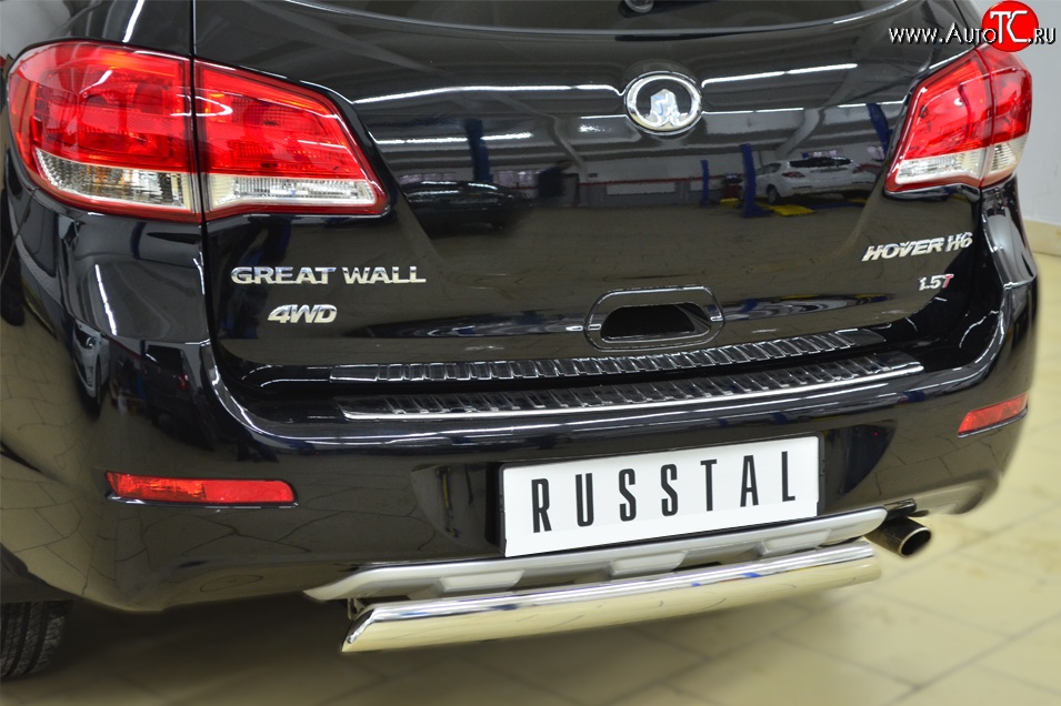 9 999 р. Защита заднего бампера (Ø75x42 мм, нержавейка) Russtal  Great Wall Hover H6 (2012-2016)  с доставкой в г. Екатеринбург