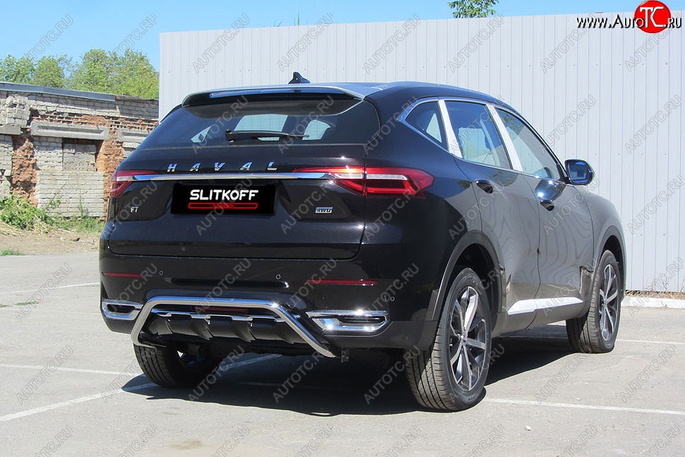 16 999 р. Защита заднего бампера (Ø42 мм, нержавейка) Slitkoff  Haval F7 - F7x  с доставкой в г. Екатеринбург