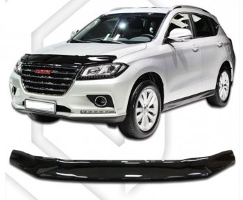 2 159 р. Дефлектор капота CA-Plastic  Haval H2 (2014-2021) (Classic черный, Без надписи)  с доставкой в г. Екатеринбург. Увеличить фотографию 1