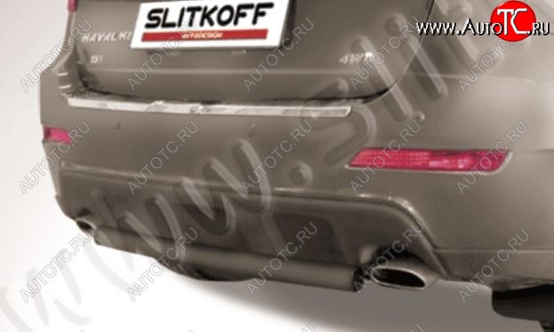 5 999 р. Защита заднего бампера Slitkoff (d57, короткая)  Haval H2 (2014-2021) (Сталь с полимерным покрытием. Цвет: чёрный)  с доставкой в г. Екатеринбург