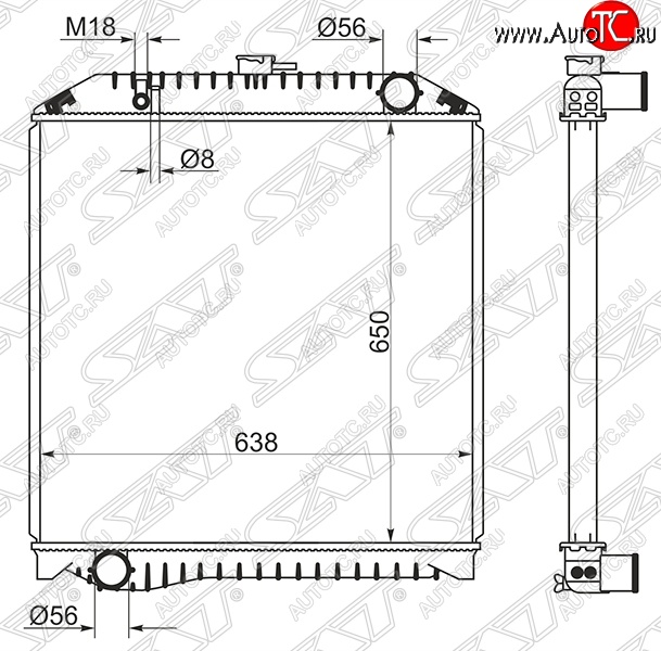 13 999 р. Радиатор двигателя SAT (пластинчатый, МКПП)  Hino 500 - Ranger  5  с доставкой в г. Екатеринбург