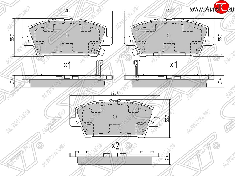 1 159 р. Колодки тормозные передние SAT  Honda Civic ( FD,  FK,FN,  9) (2005-2016) седан дорестайлинг, хэтчбэк 5 дв. дорестайлинг, седан рестайлинг, хэтчбэк 5 дв. рестайлинг, FK хэтчбэк  с доставкой в г. Екатеринбург