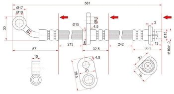 Тормозной шланг SAT (передний, правый) Honda Stream 1 RN1,RN3  дорестайлинг (2000-2004)