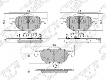 Колодки тормозные передние SAT Honda (Хонда) Accord (Аккорд)  CL (2002-2008) CL седан дорестайлинг, седан рестайлинг