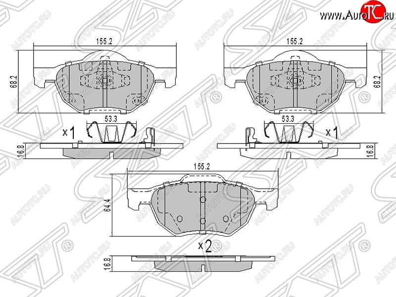 1 489 р. Колодки тормозные передние SAT  Honda Accord  CL (2002-2008) седан дорестайлинг, седан рестайлинг  с доставкой в г. Екатеринбург