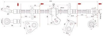 Тормозной шланг передний SAT (левый)  Civic  EG, Integra  DB6,DB7,DB8,DB9