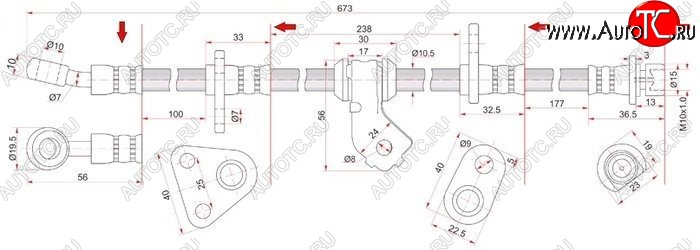 1 589 р. Тормозной шланг передний SAT (левый)  Honda Civic  EG - Integra  DB6,DB7,DB8,DB9  с доставкой в г. Екатеринбург