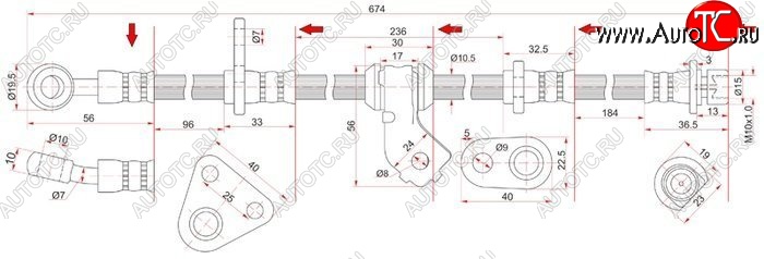 1 589 р. Тормозной шланг передний SAT (правый)  Honda Civic  EG - Integra  DB6,DB7,DB8,DB9  с доставкой в г. Екатеринбург