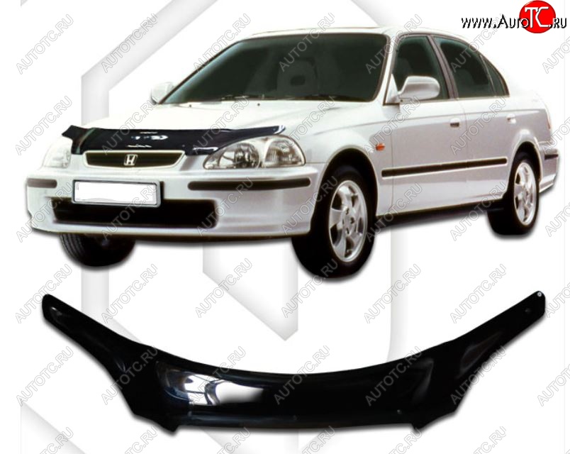 2 159 р. Дефлектор капота (EK2, EK3, EK4, EK9) CA-Plastic  Honda Civic  EJ,EK,EM (1995-1998) седан дорестайлинг, хэтчбэк 3 дв. дорестайлинг (Classic черный, Без надписи)  с доставкой в г. Екатеринбург