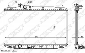 Радиатор двигателя SAT (пластинчатый, 1.4/1.8, МКПП/АКПП) Honda (Хонда) Civic (Цивик)  FK,FN (2005-2011) FK,FN хэтчбэк 5 дв. дорестайлинг, хэтчбэк 5 дв. рестайлинг