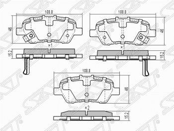 Колодки тормозные задние SAT  Civic ( FK,FN,  9,  FB), Odyssey  3, StepWagon ( RF3,RF4,  RG)